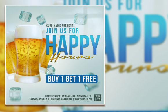 Modern Happy Hour Social Media Post